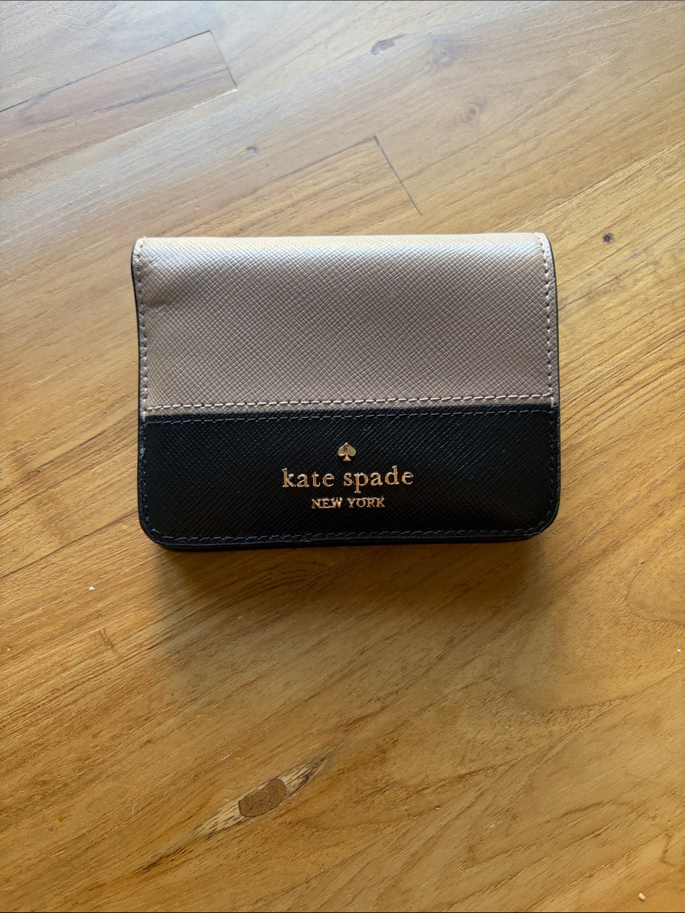kate spade Two-Tone Taupe and Black Compact Wallet